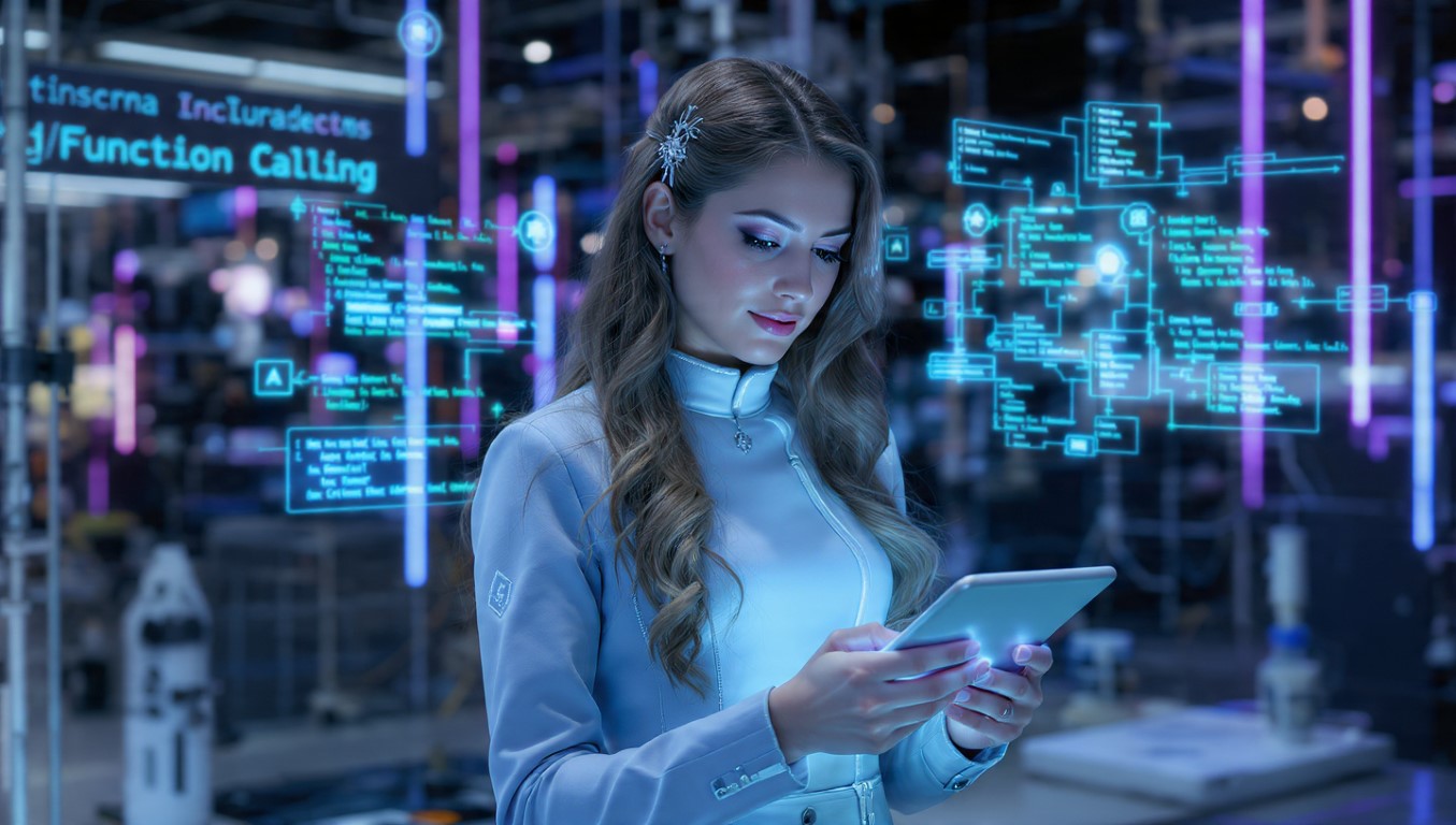 oung woman with tablet showing structured output AI reliability JSON schema